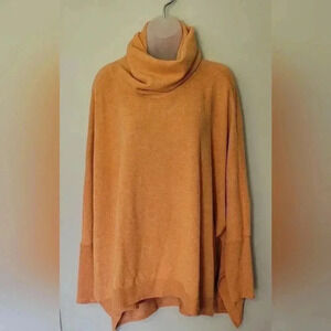 NWT SIZE XLG WHATNOT BOUTIQUE Oversized Peach High Low Cowl Neck Poncho Sweater